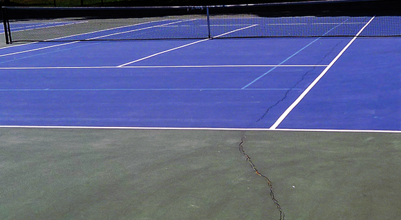 Things that are Dumb: Newly resurfaced Juniper tennis courts full of cracks