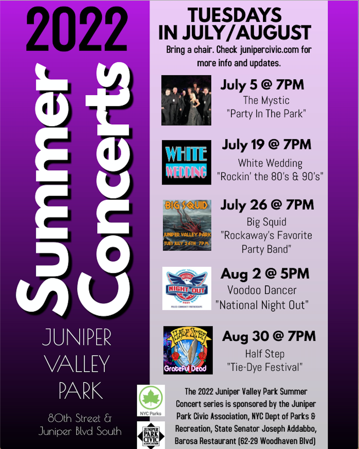 2022 Juniper Valley Park Summer Concerts scheduled