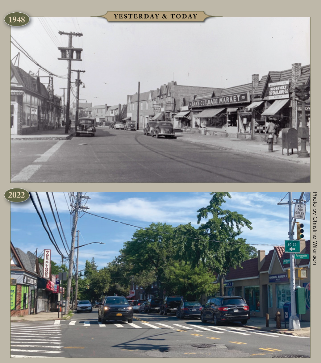 Yesterday & Today: Dry Harbor Road at 80th Street looking north