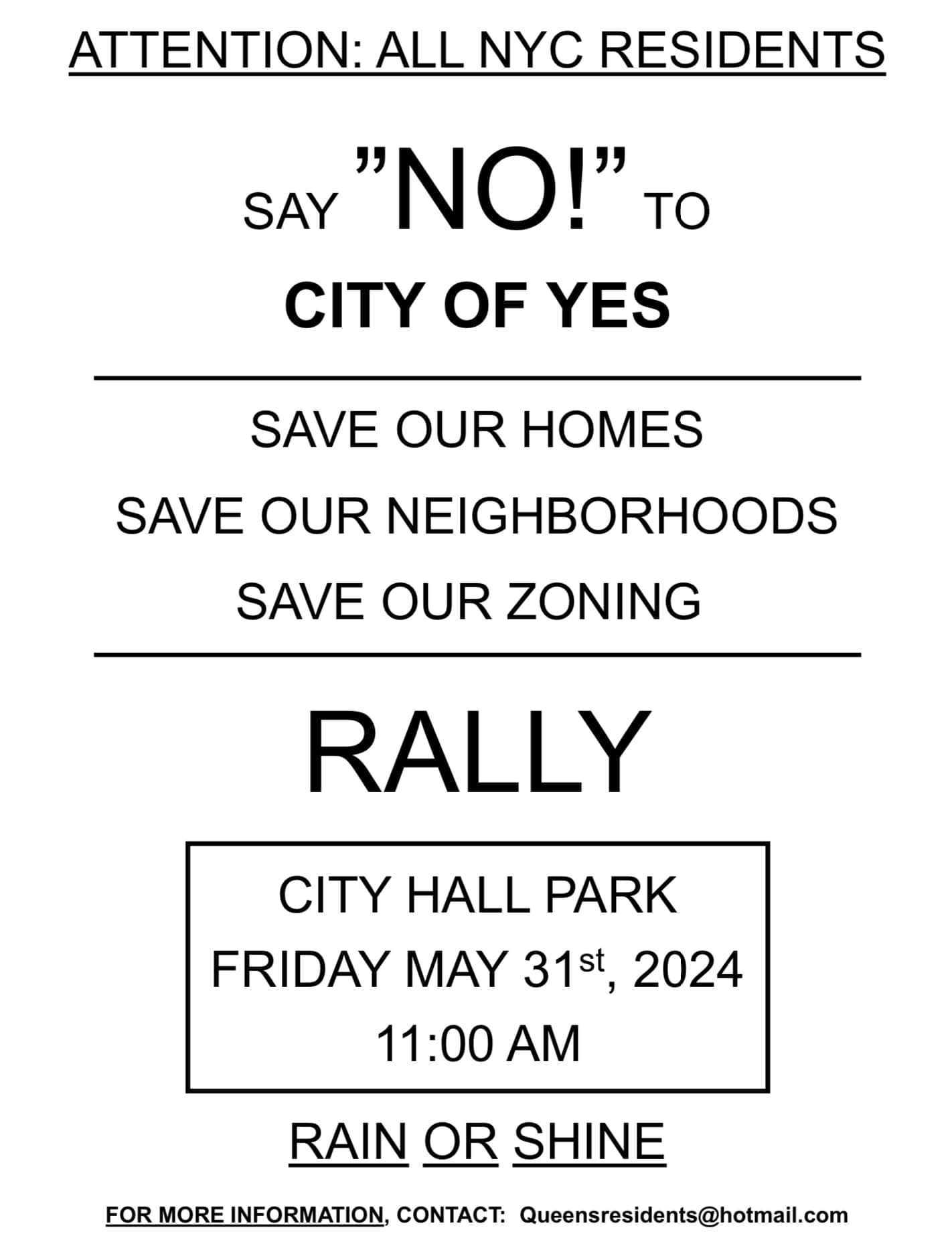 Rally May 31 at City Hall - The Juniper Park Civic Association