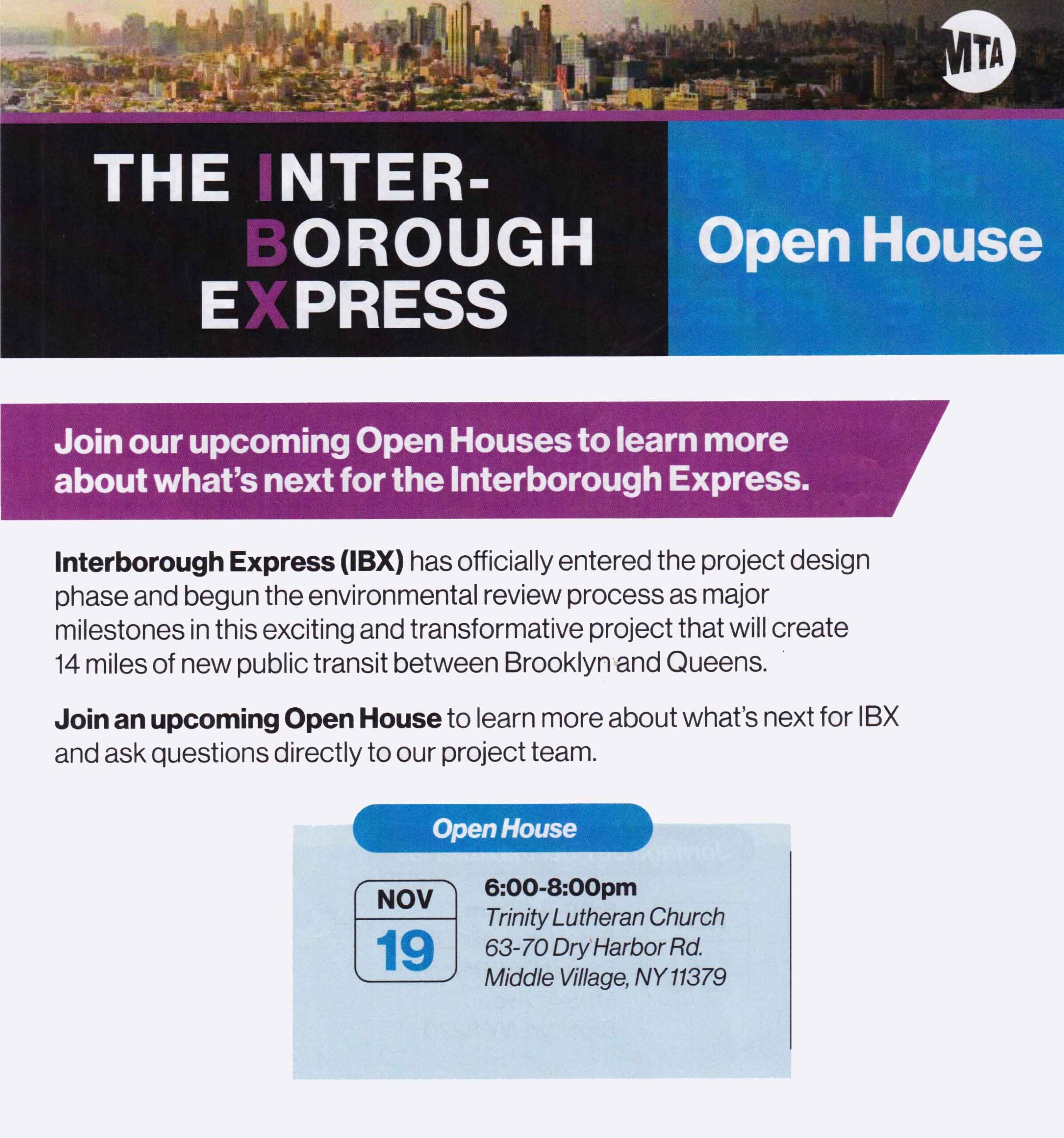 IBX Open House November 19 at Trinity Lutheran Church