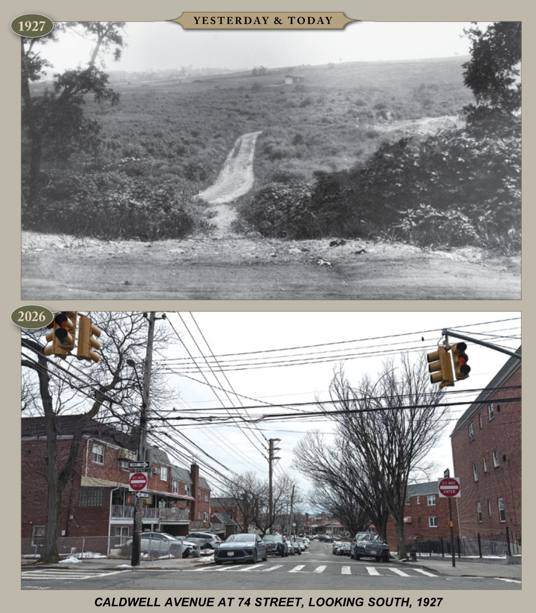 Yesterday and Today: Caldwell Avenue at 74 Street, looking south, 1927